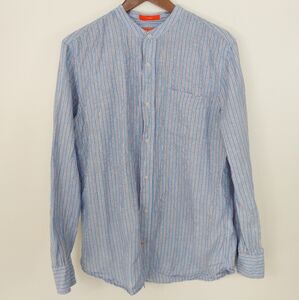 Joe Fresh Linen Blend Shirt Size Medium Blue Striped